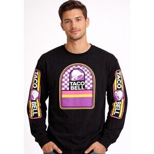 Taco Bell Long Sleeve T Shirt Men’s Size XL Retro Style Black purple Pink Yellow